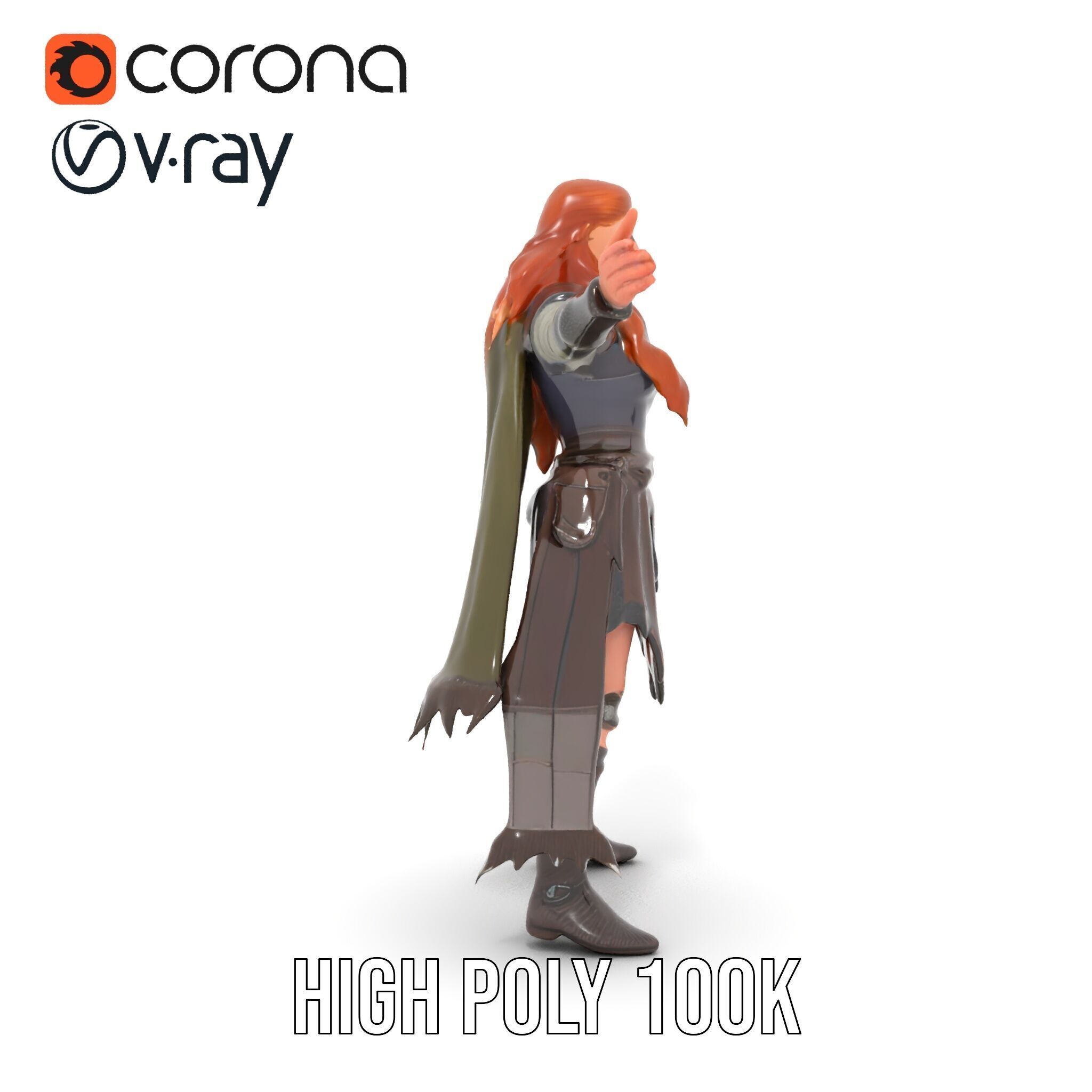 Elf Warrior Rigged and Animated Character Model with Armor an... Low-poly 3D model_23