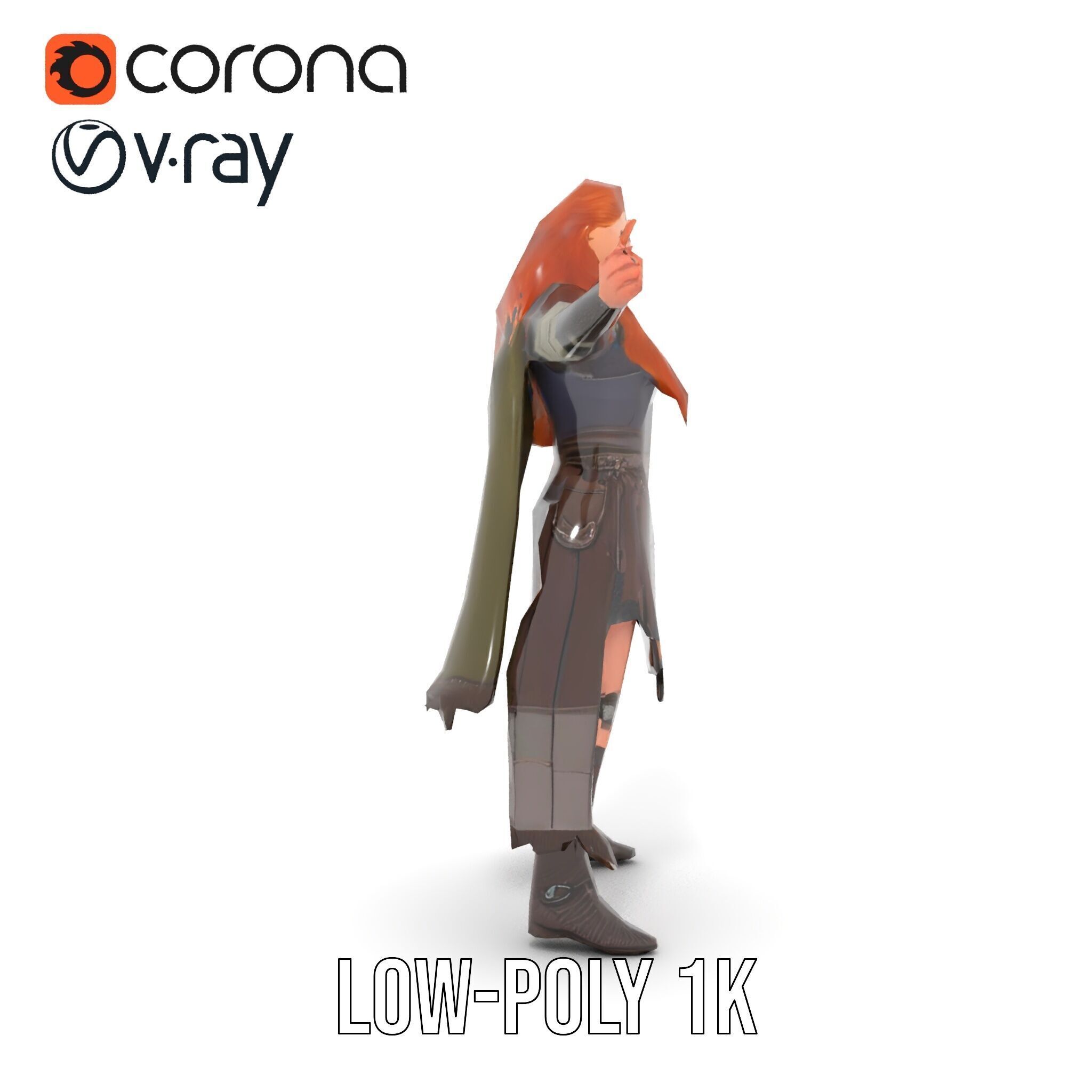 Elf Warrior Rigged and Animated Character Model with Armor an... Low-poly 3D model_17