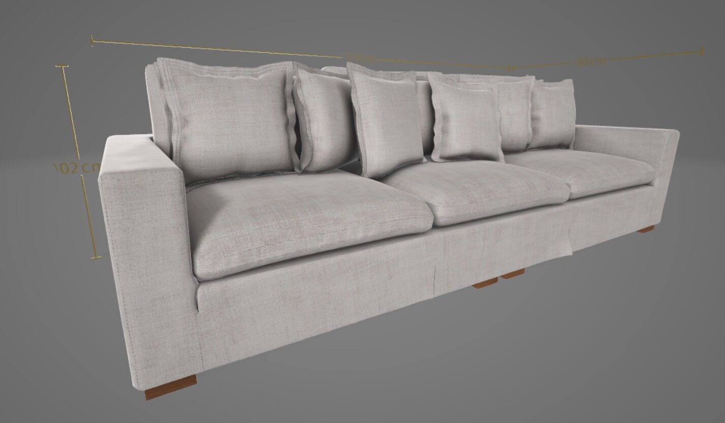 Modern sofa  Low-poly 3D model_3