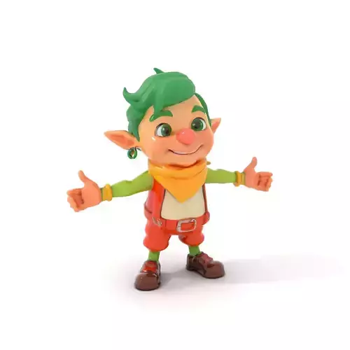 Animated Forest Elf Character Rigged and Animated