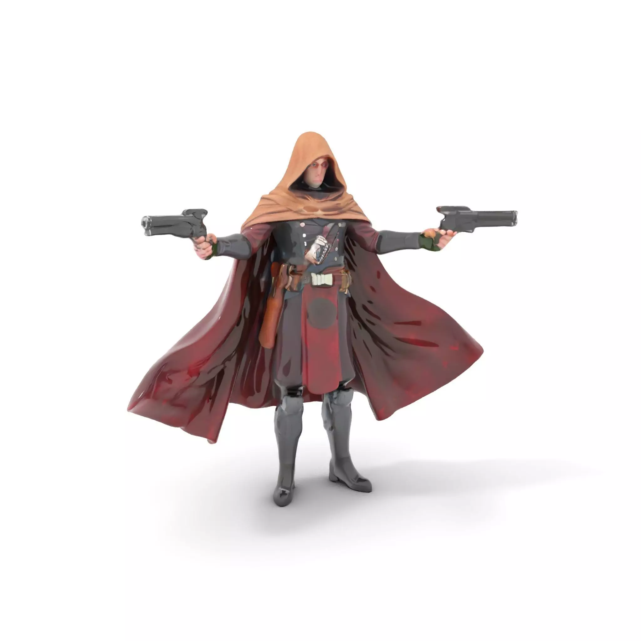 DualWielding Cloaked Warrior Rigged and Animated Low-poly 3D model