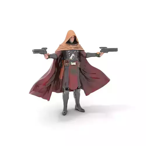 DualWielding Cloaked Warrior Rigged and Animated Low-poly 3D model