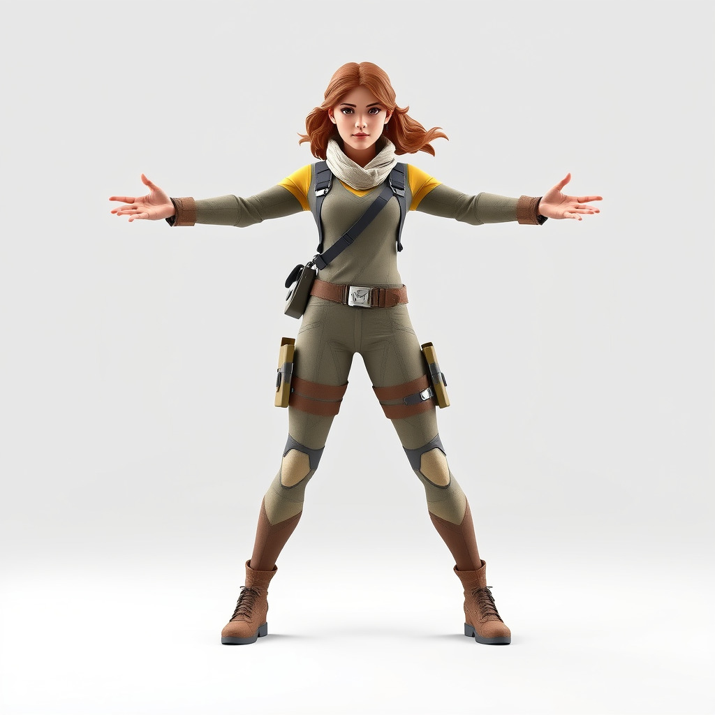 Adventurous Explorer Female Character Rigged and Animated Low-poly 3D model_2