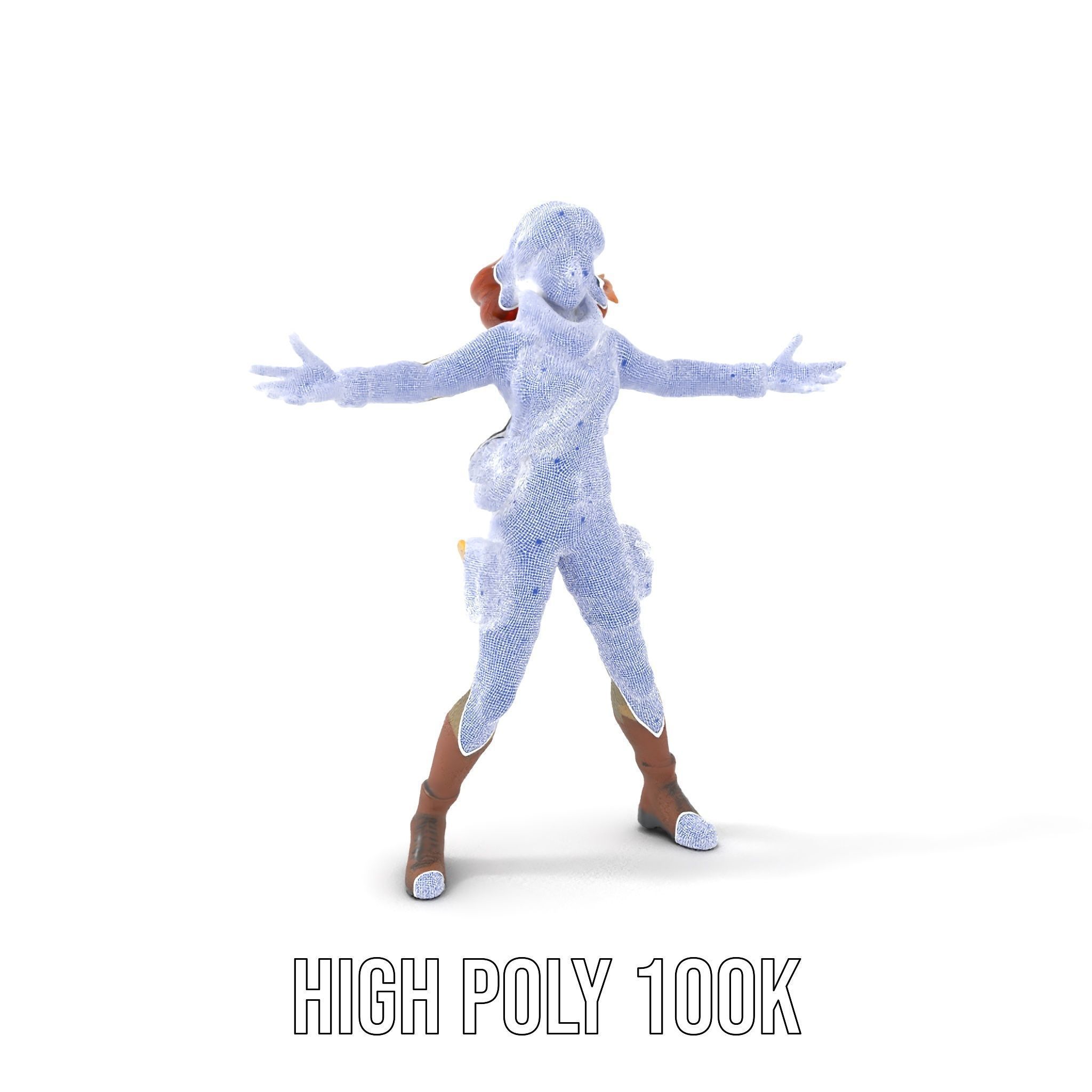 Adventurous Explorer Female Character Rigged and Animated Low-poly 3D model_4
