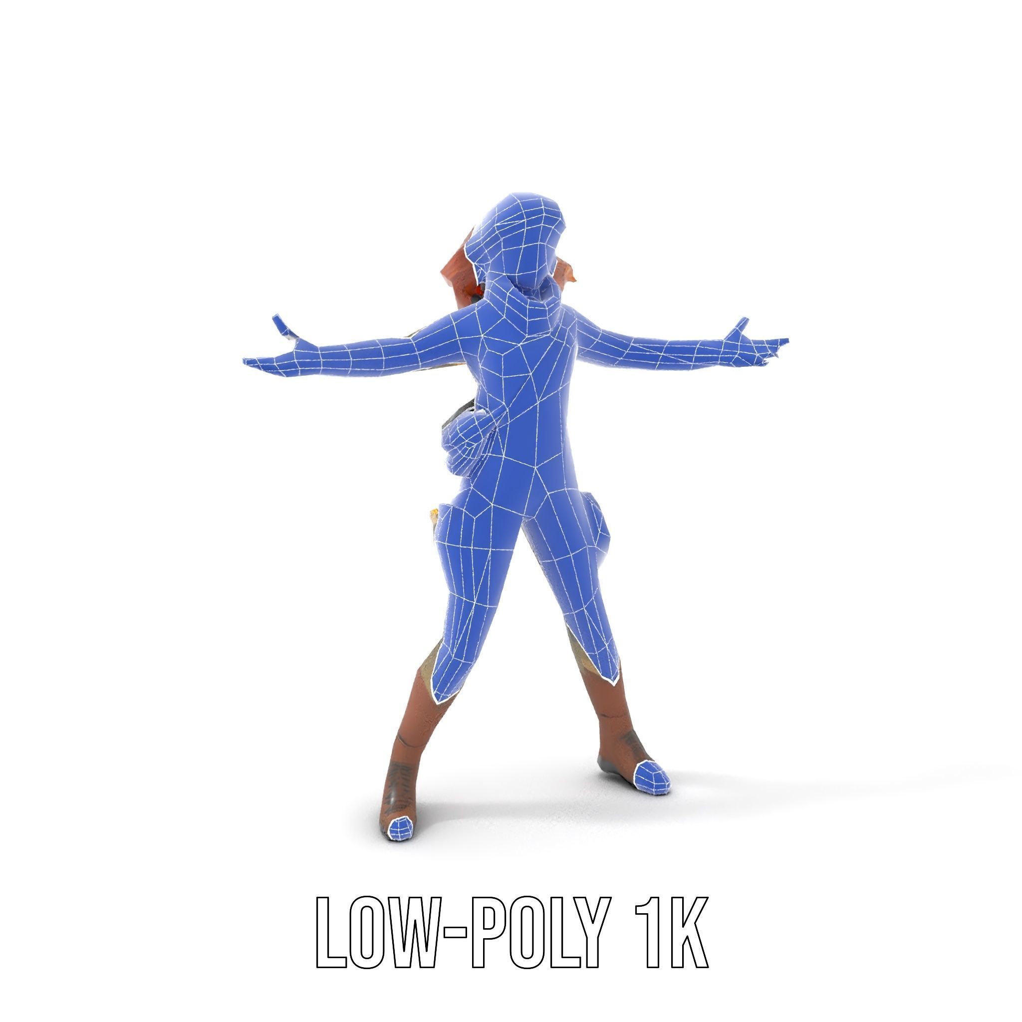 Adventurous Explorer Female Character Rigged and Animated Low-poly 3D model_16