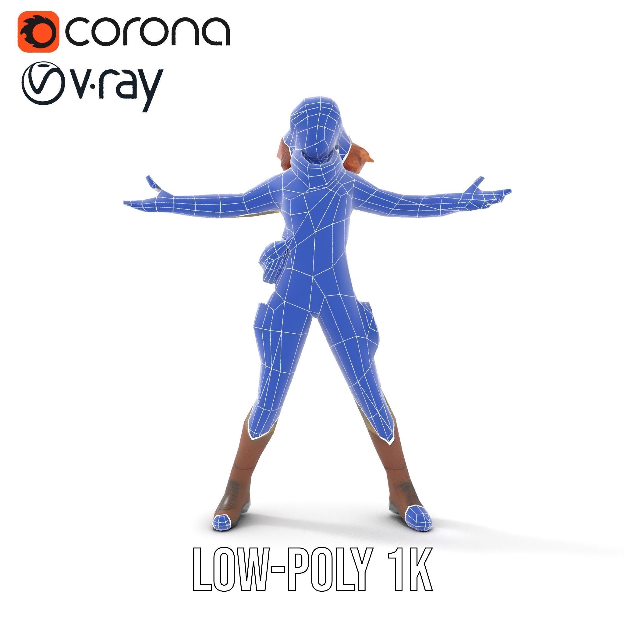 Adventurous Explorer Female Character Rigged and Animated Low-poly 3D model_8