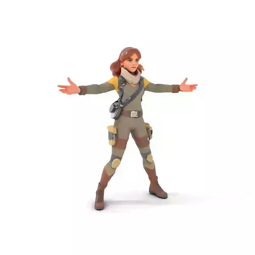 Adventurous Explorer Female Character Rigged and Animated