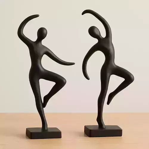 Abstract Dance Duo Sculptures in Elongated Modern Form