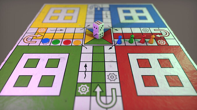 Old-School Ludo Assets Low-poly 3D model