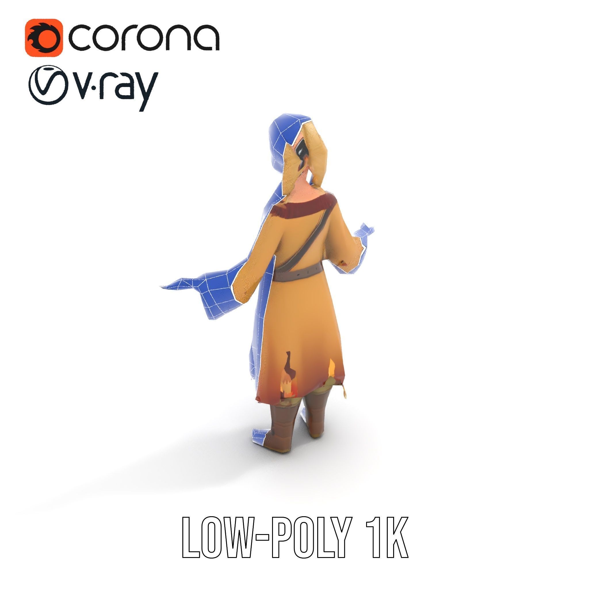 Fantasy Medieval Young Girl Rigged and Animated Character Model Low-poly 3D model_19