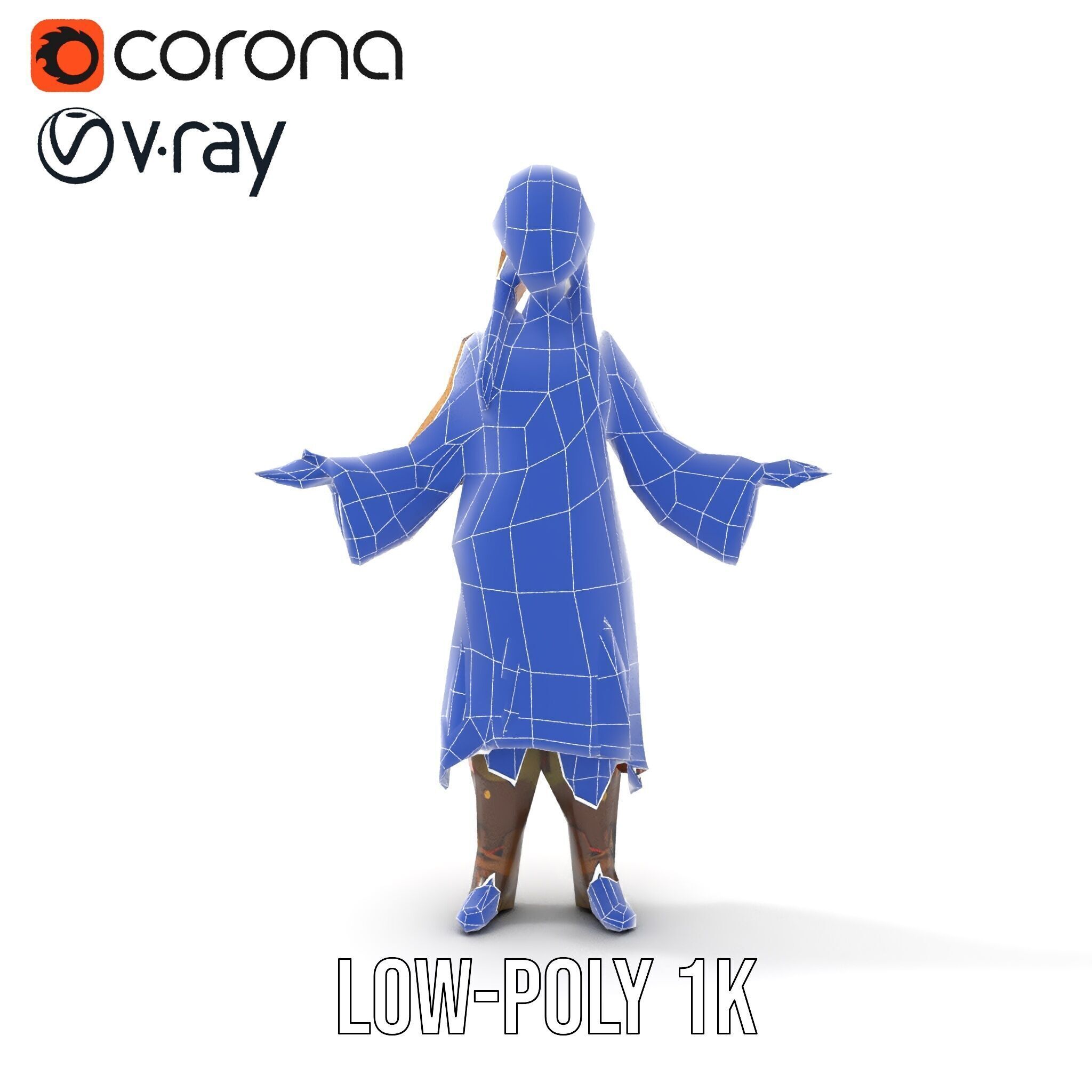 Fantasy Medieval Young Girl Rigged and Animated Character Model Low-poly 3D model_30