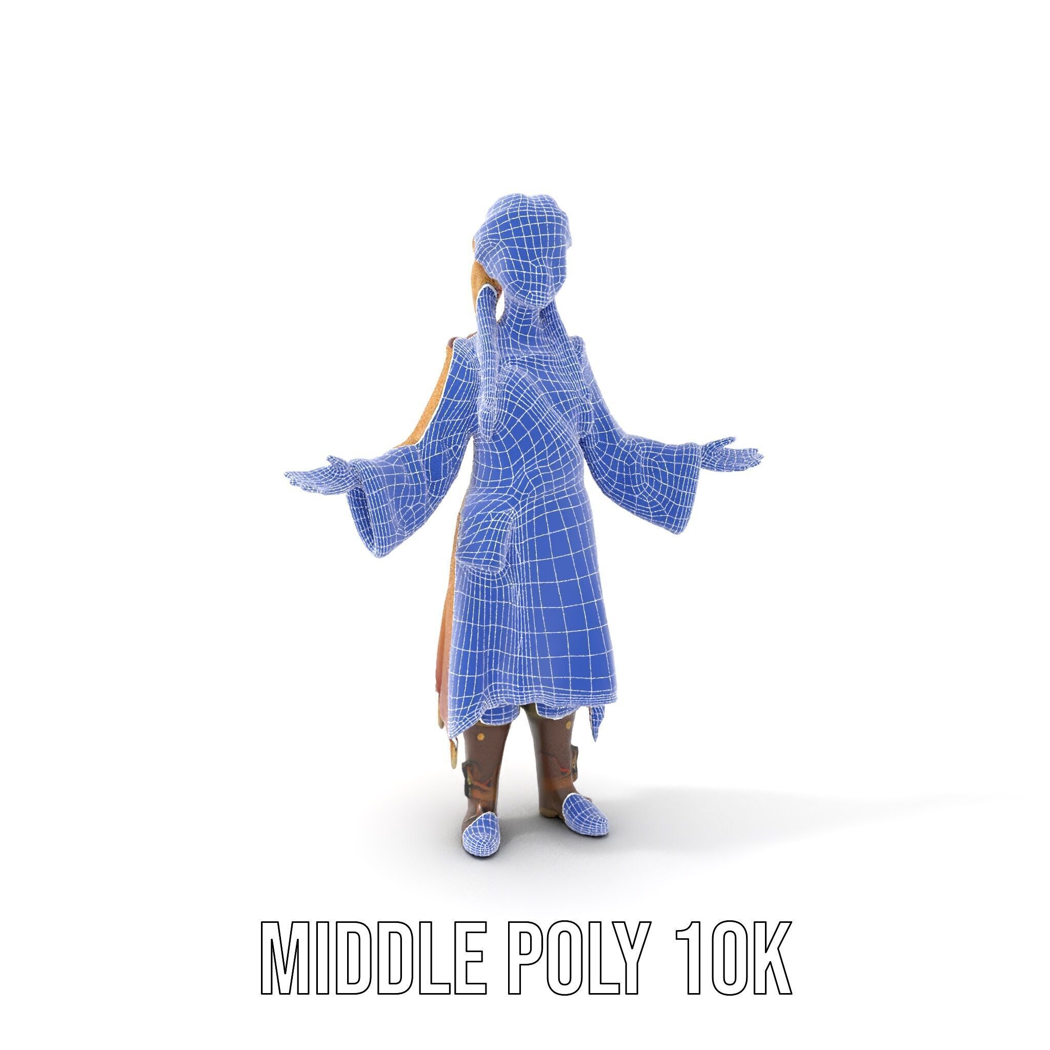 Fantasy Medieval Young Girl Rigged and Animated Character Model Low-poly 3D model_34