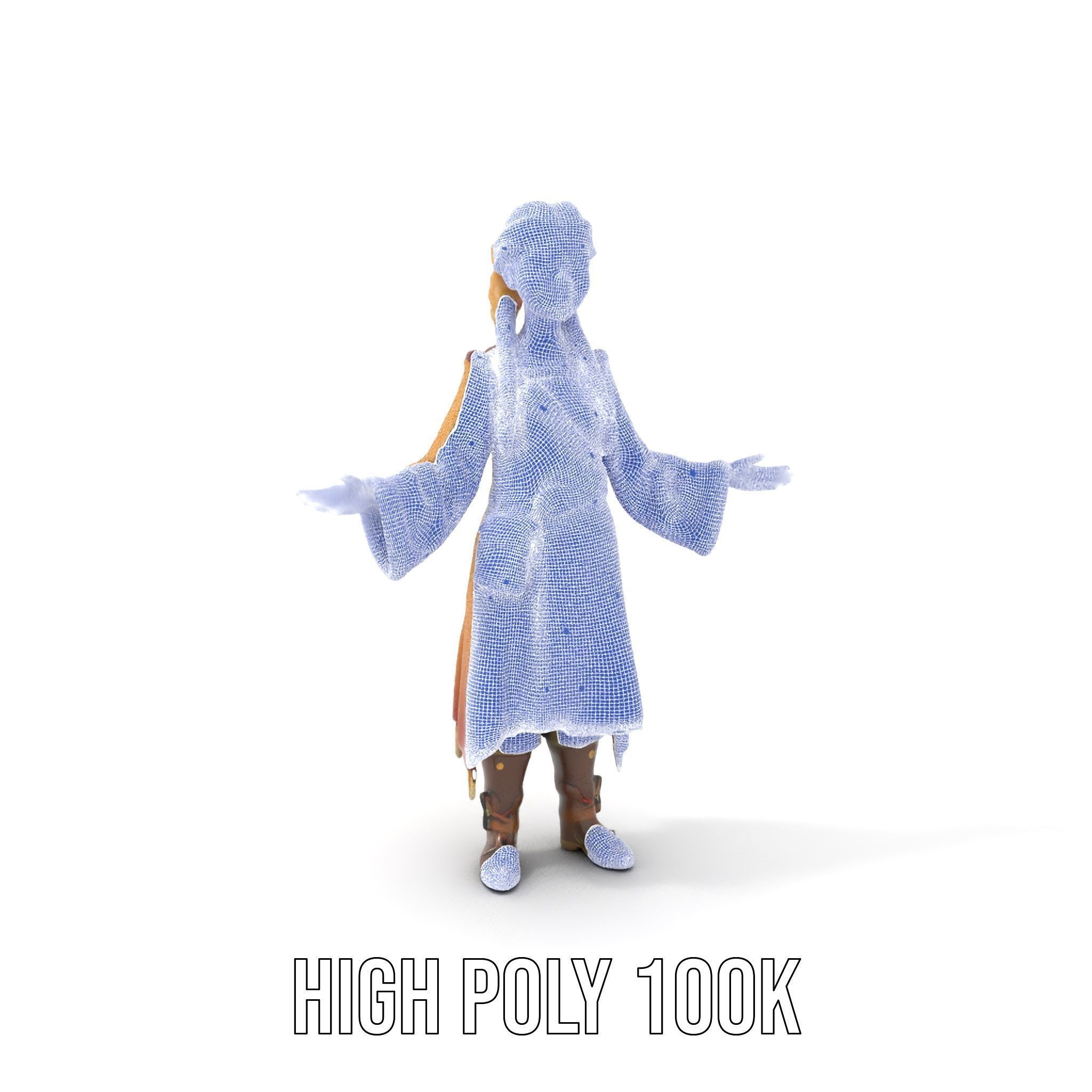 Fantasy Medieval Young Girl Rigged and Animated Character Model Low-poly 3D model_4