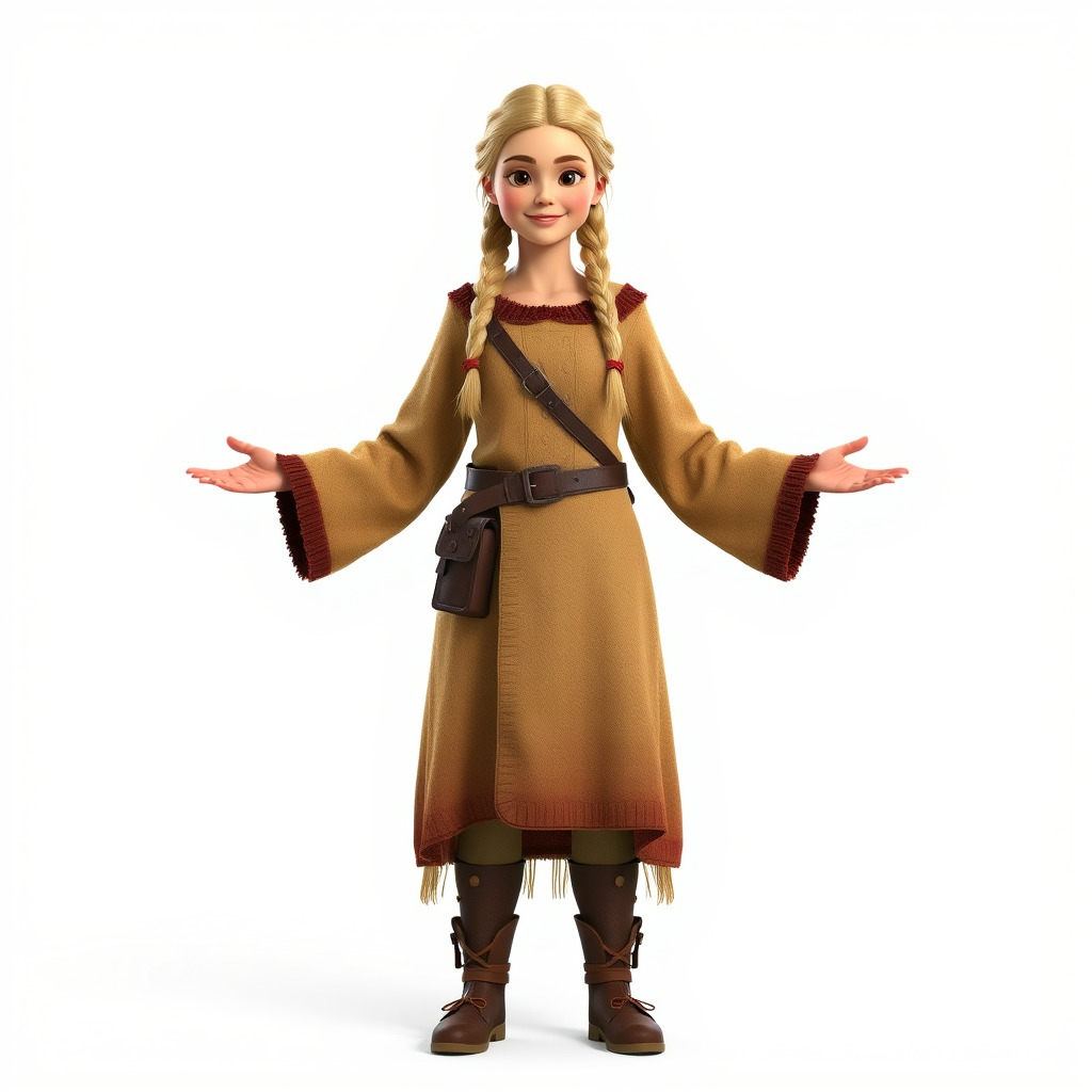 Fantasy Medieval Young Girl Rigged and Animated Character Model Low-poly 3D model_2