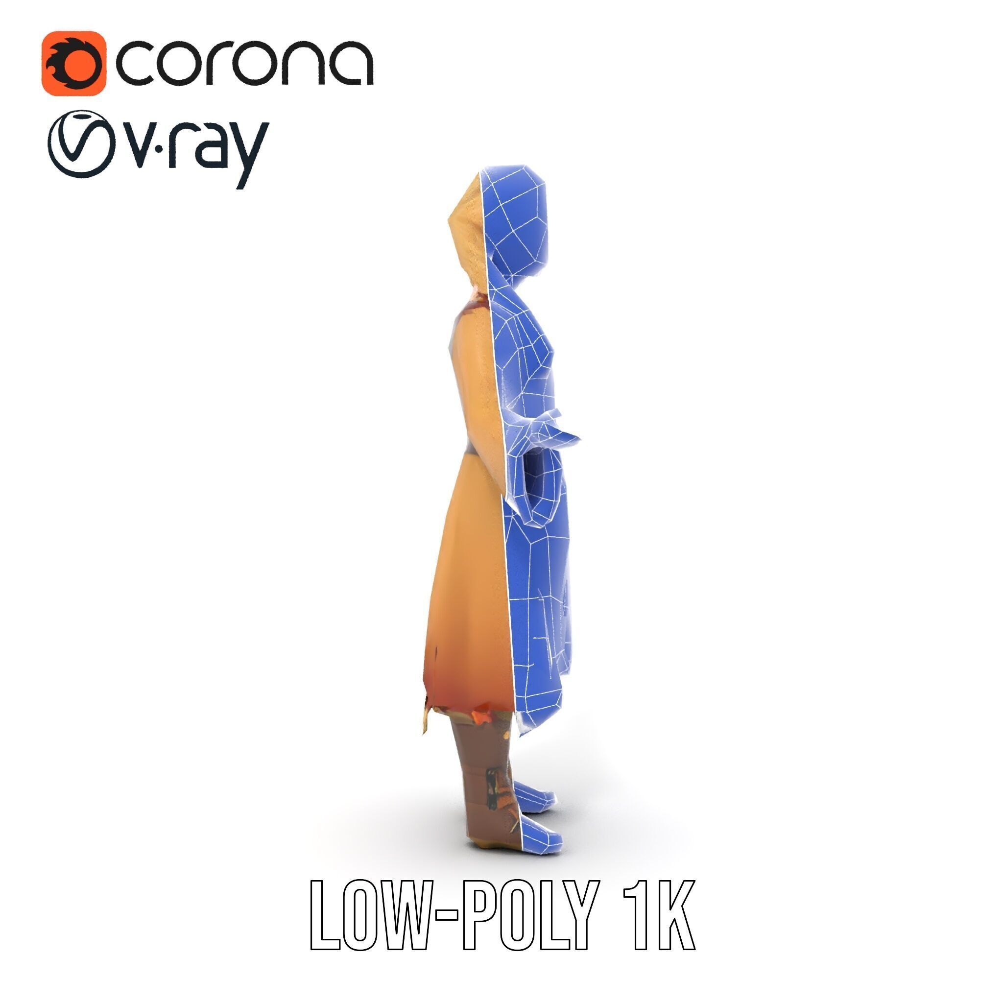 Fantasy Medieval Young Girl Rigged and Animated Character Model Low-poly 3D model_27