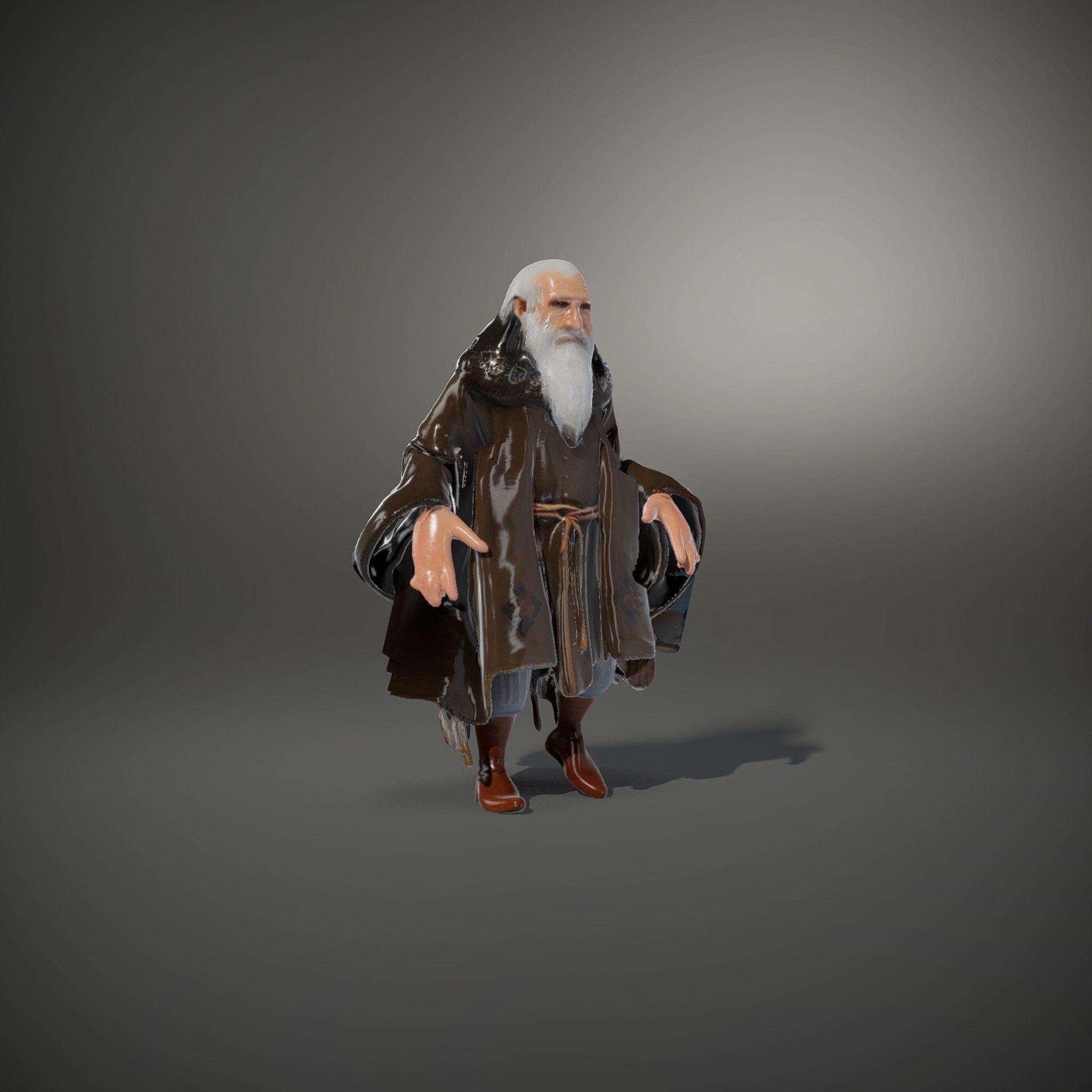 Ancient Wizard Character Model  Rigged and Animated Low-poly 3D model_36