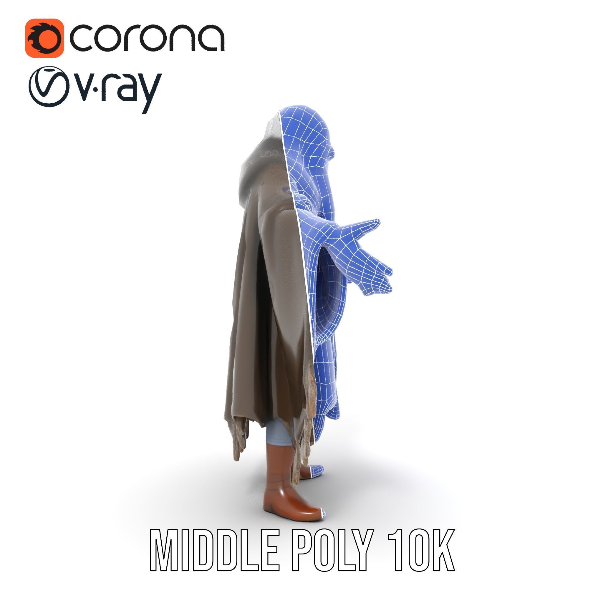 Ancient Wizard Character Model  Rigged and Animated Low-poly 3D model_34
