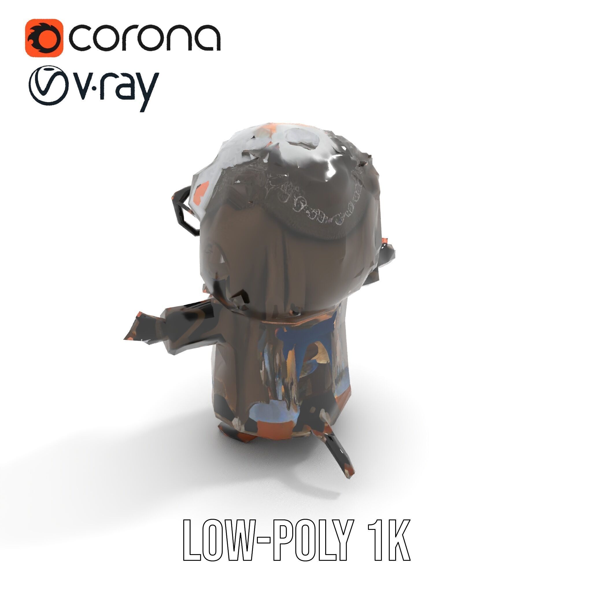 Ancient Wizard Character Model  Rigged and Animated Low-poly 3D model_8