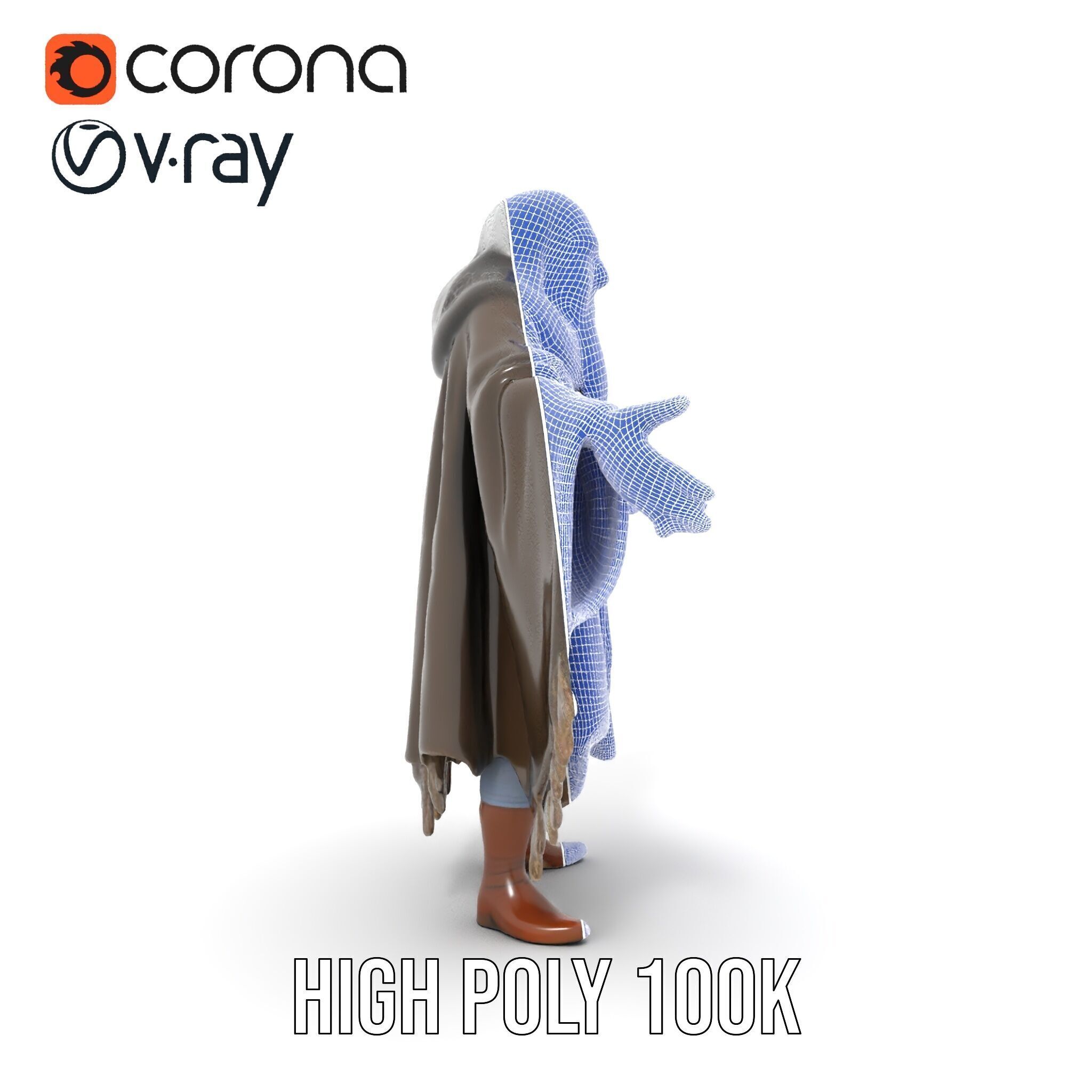 Ancient Wizard Character Model  Rigged and Animated Low-poly 3D model_33
