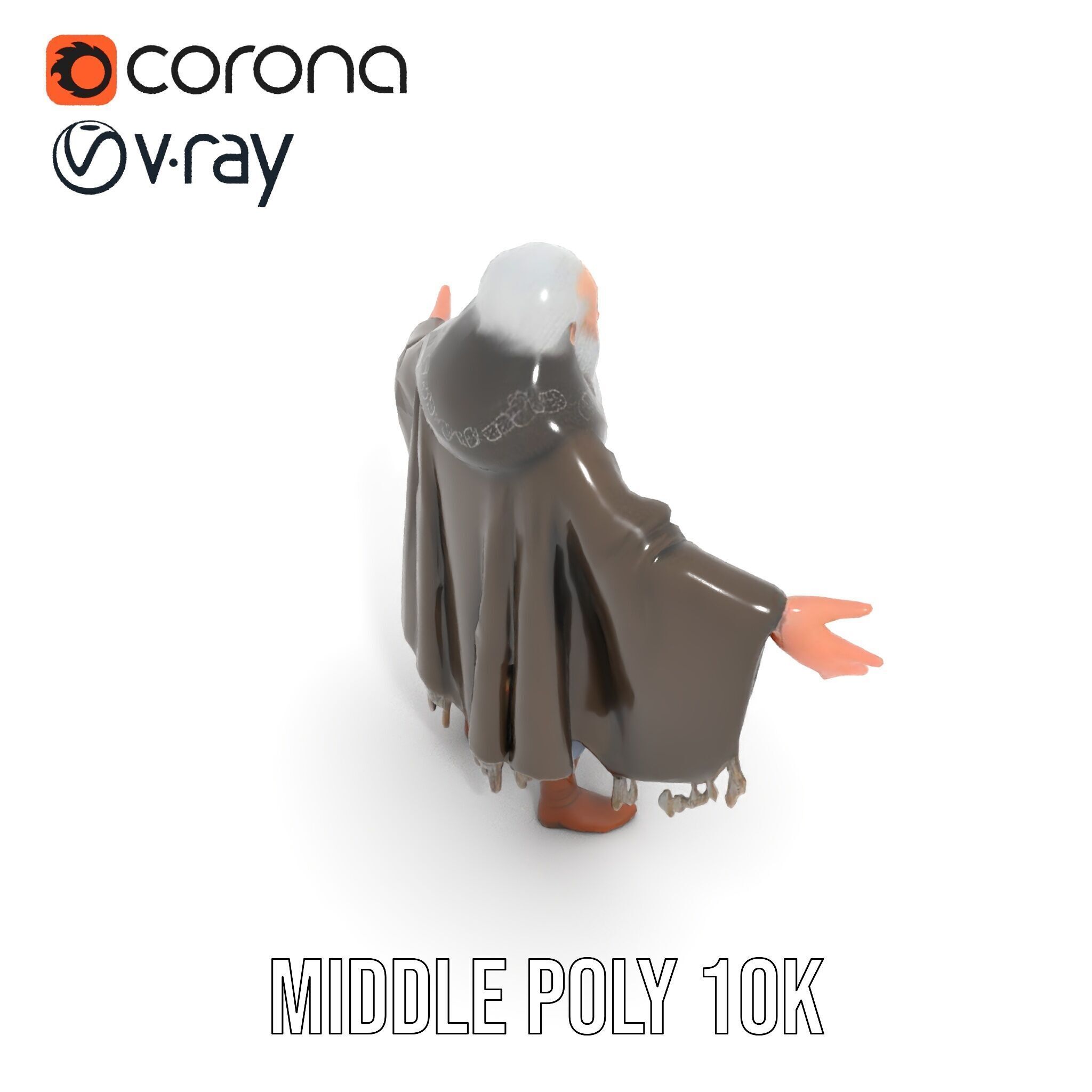 Ancient Wizard Character Model  Rigged and Animated Low-poly 3D model_15