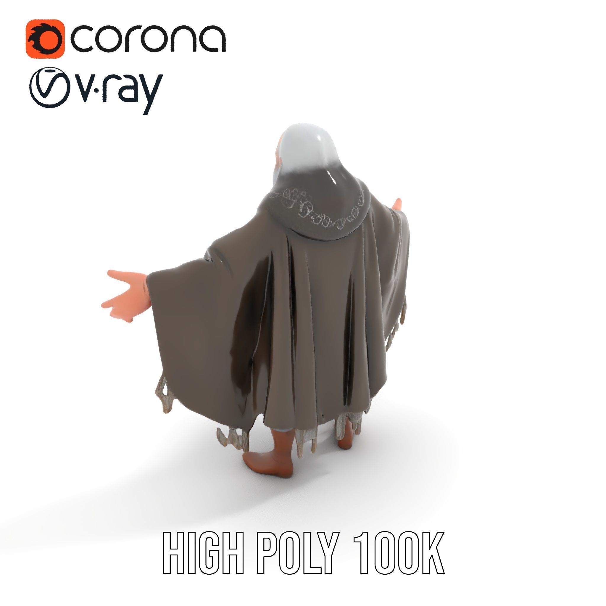 Ancient Wizard Character Model  Rigged and Animated Low-poly 3D model_14