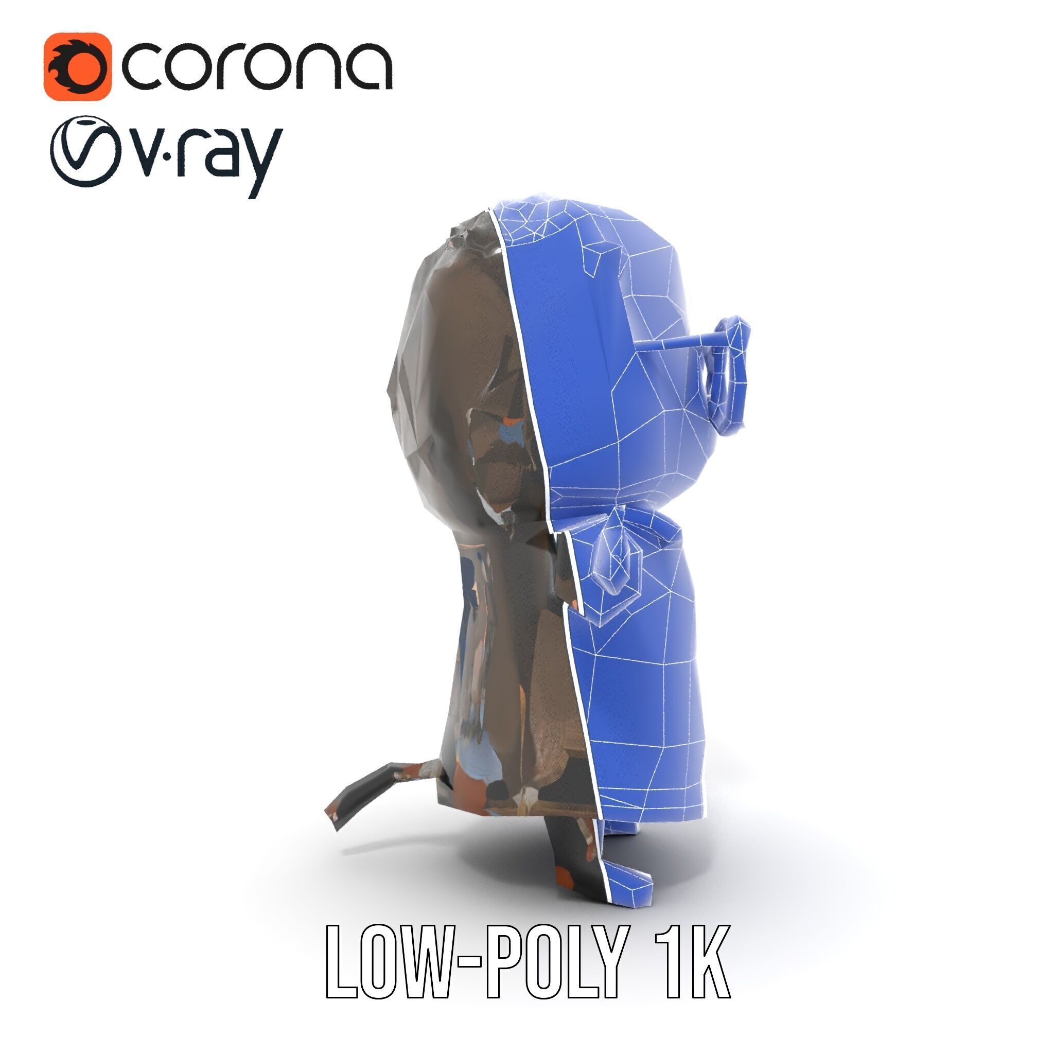 Ancient Wizard Character Model  Rigged and Animated Low-poly 3D model_27