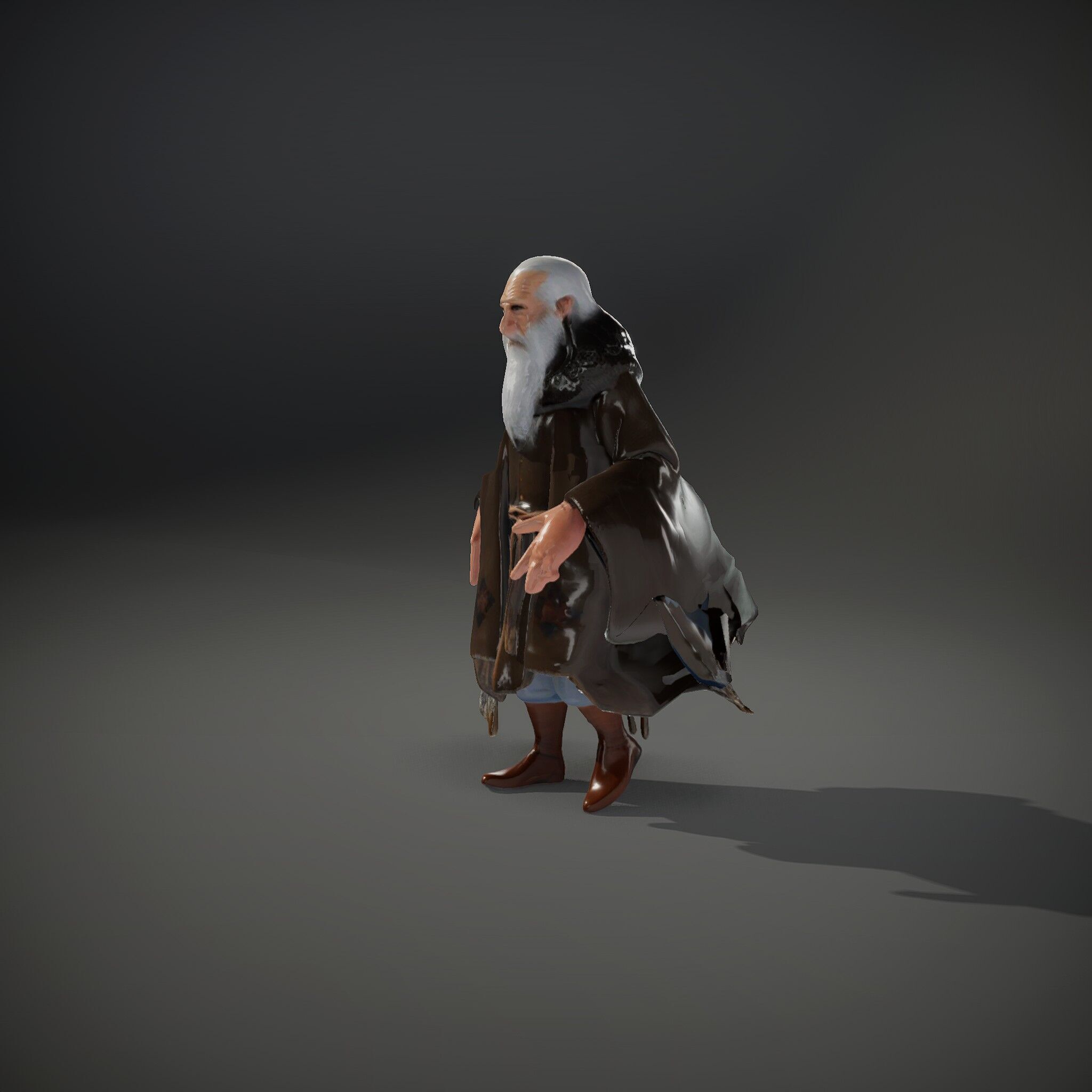 Ancient Wizard Character Model  Rigged and Animated Low-poly 3D model_35