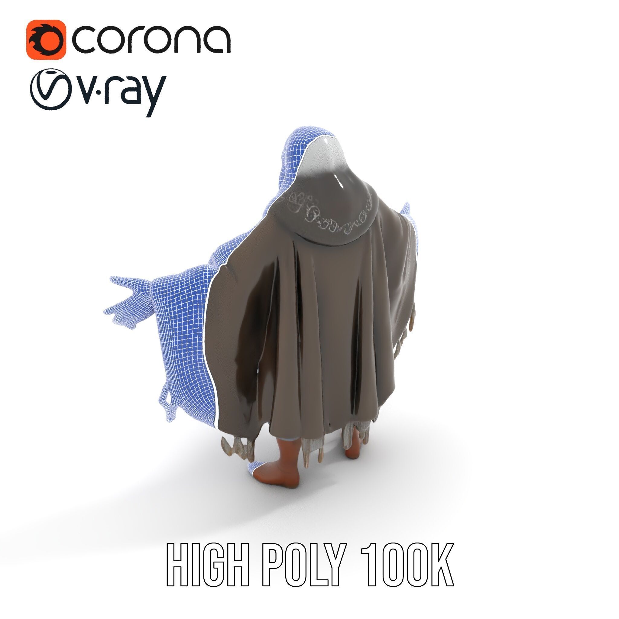 Ancient Wizard Character Model  Rigged and Animated Low-poly 3D model_17