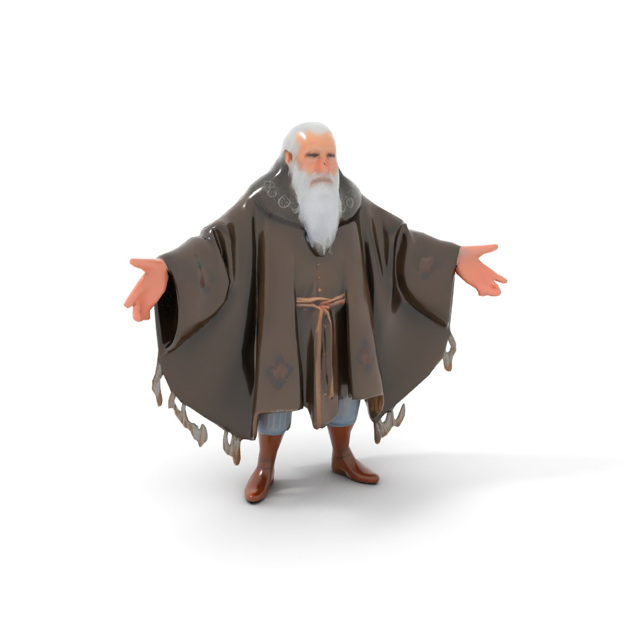 Ancient Wizard Character Model  Rigged and Animated Low-poly 3D model_10