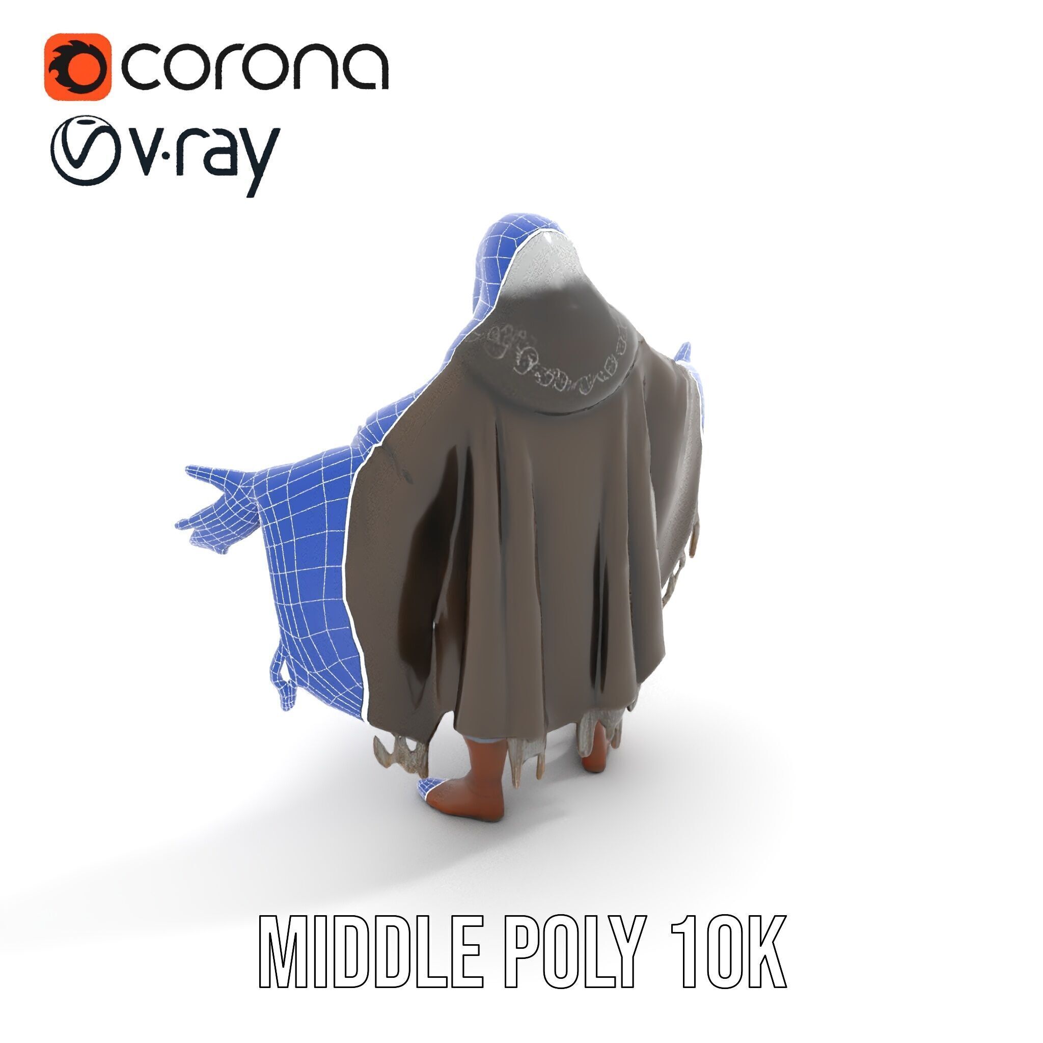 Ancient Wizard Character Model  Rigged and Animated Low-poly 3D model_32