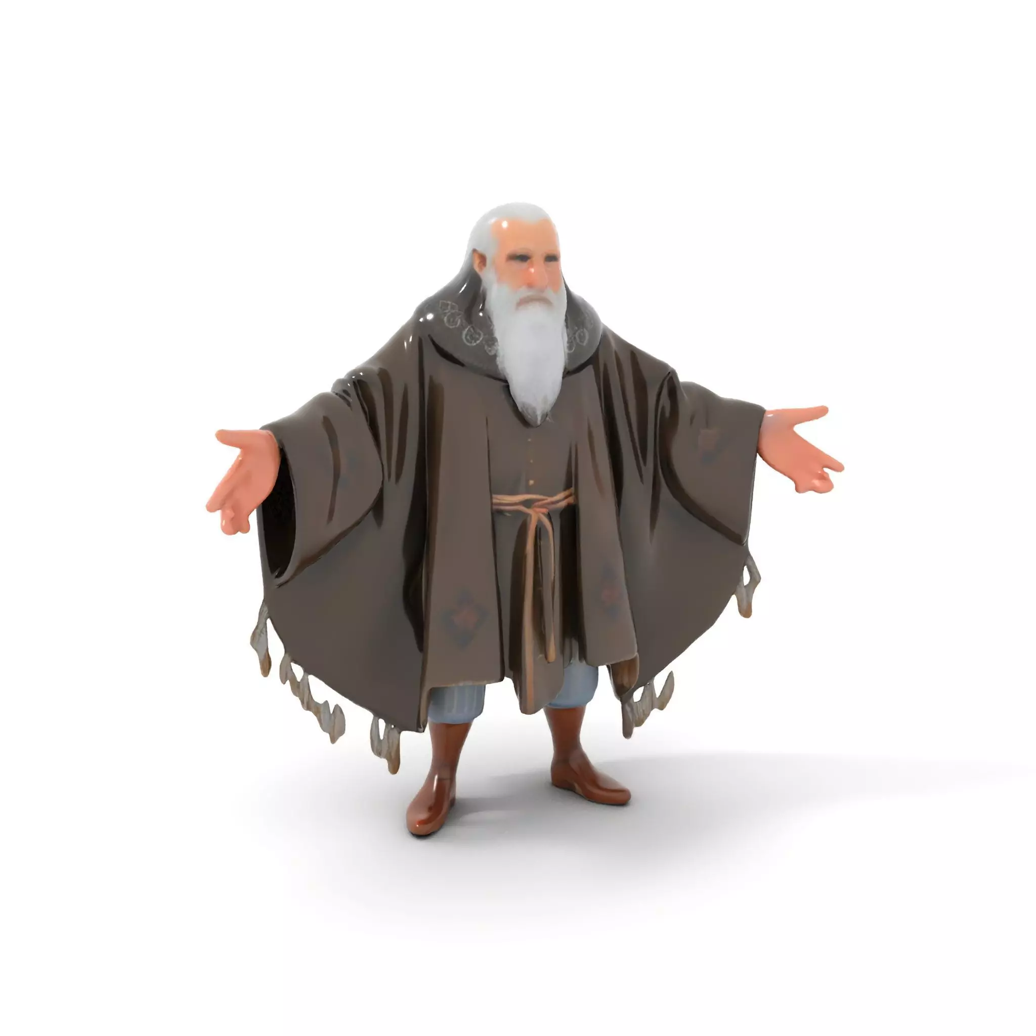 Ancient Wizard Character Model  Rigged and Animated Low-poly 3D model_0