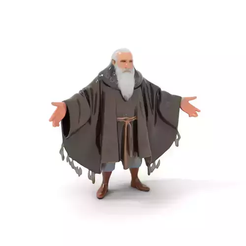 Ancient Wizard Character Model  Rigged and Animated