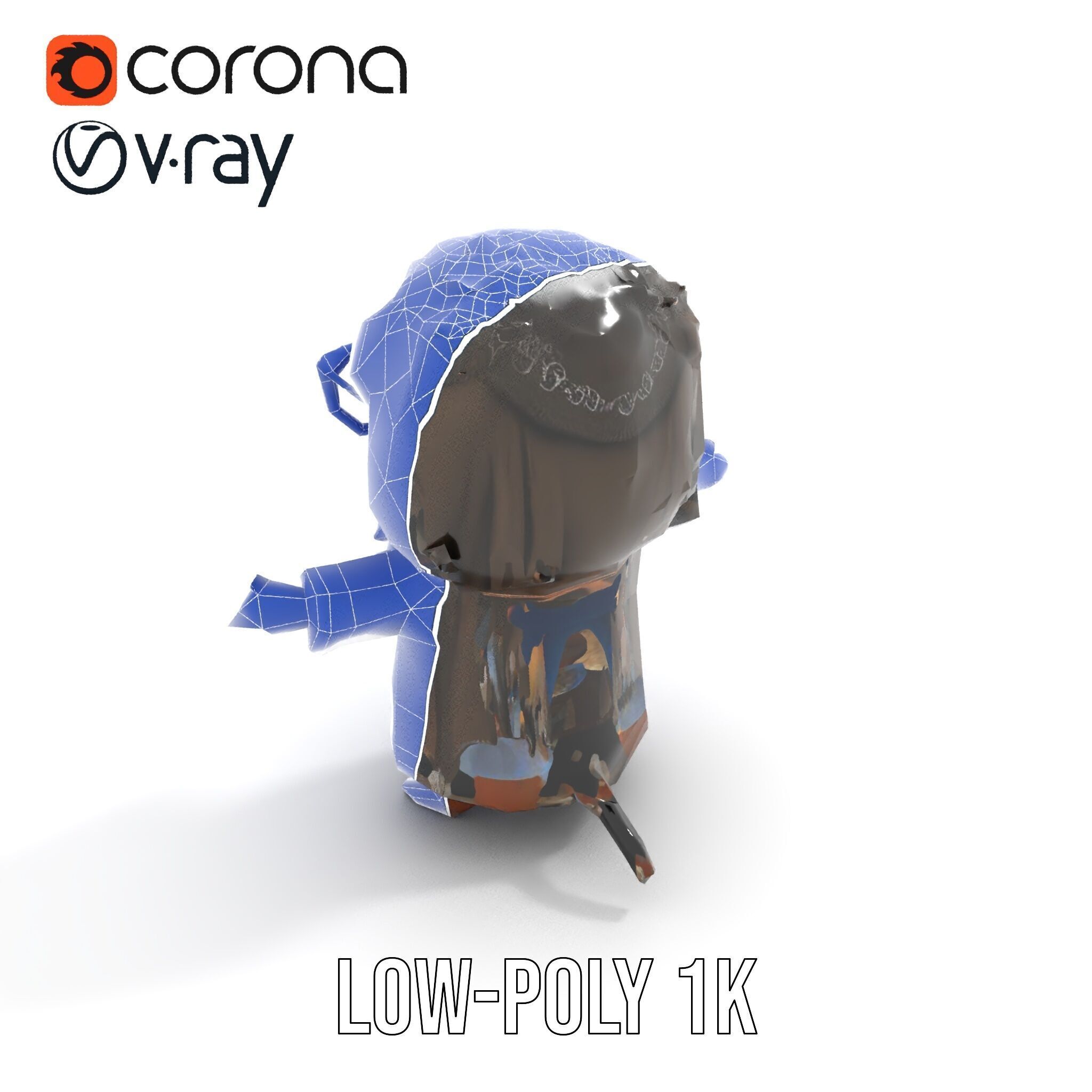 Ancient Wizard Character Model  Rigged and Animated Low-poly 3D model_19