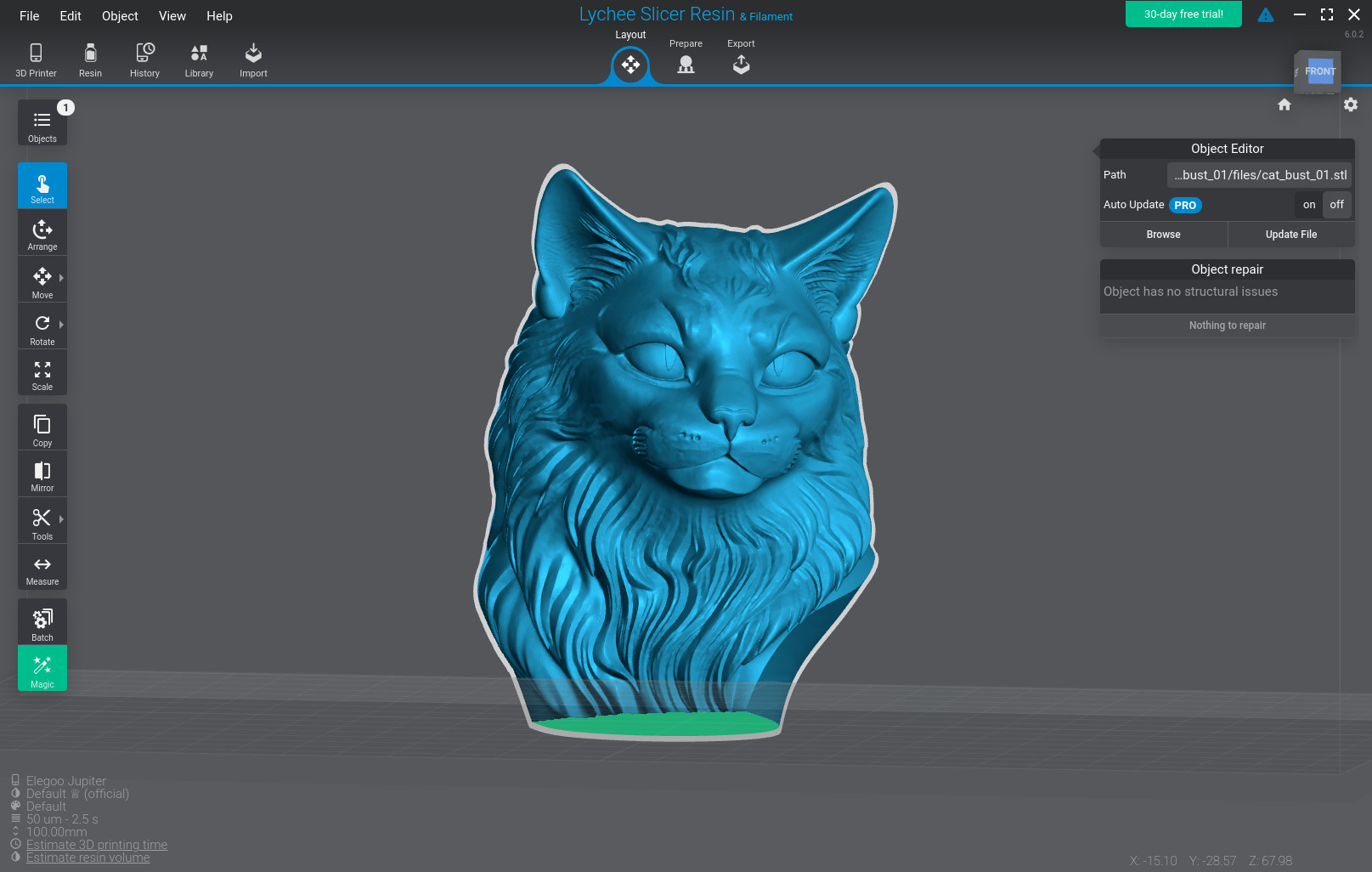 Cat Bust Free 3D print model_1