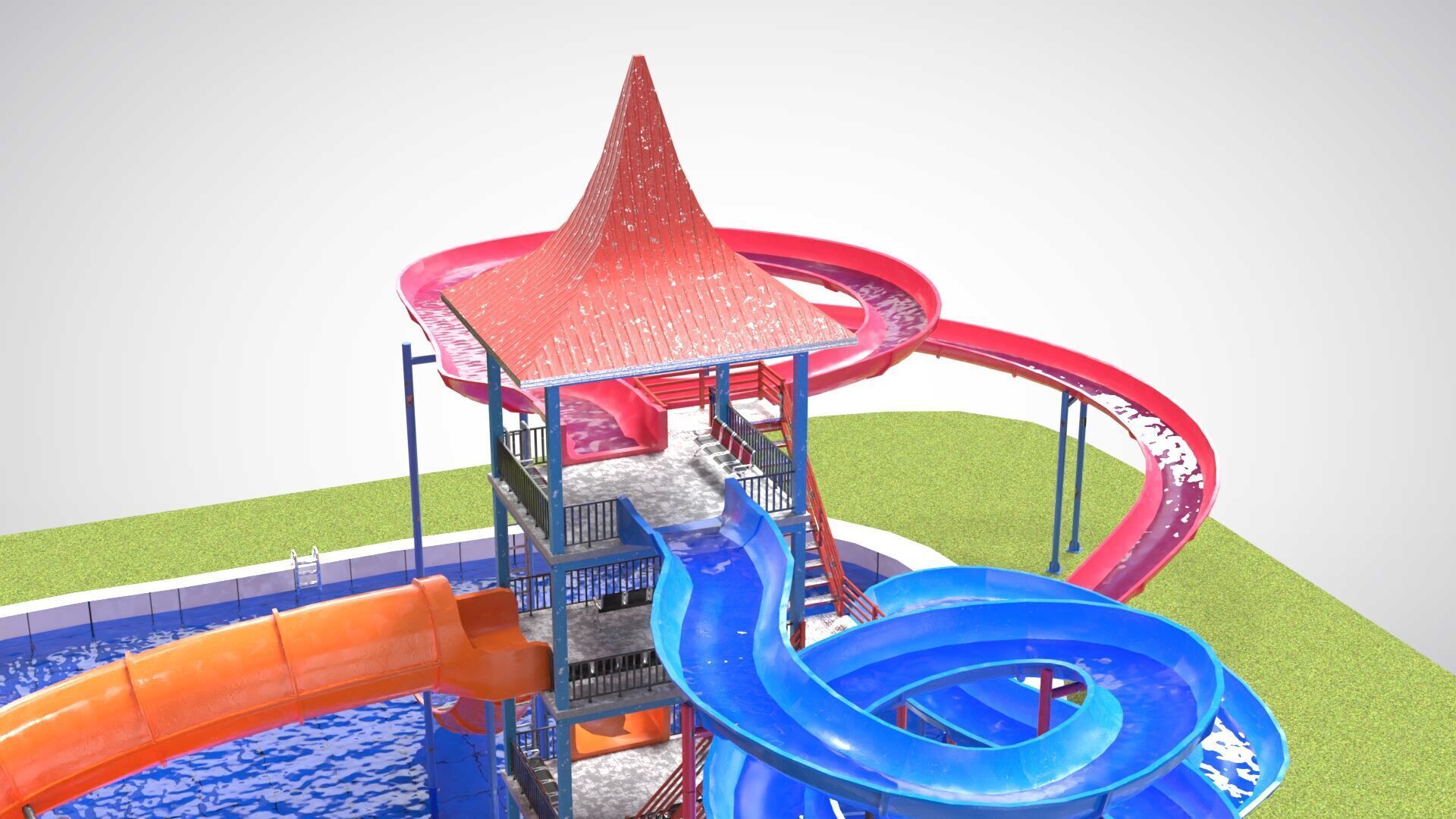 Water Slides Low-poly 3D model_2