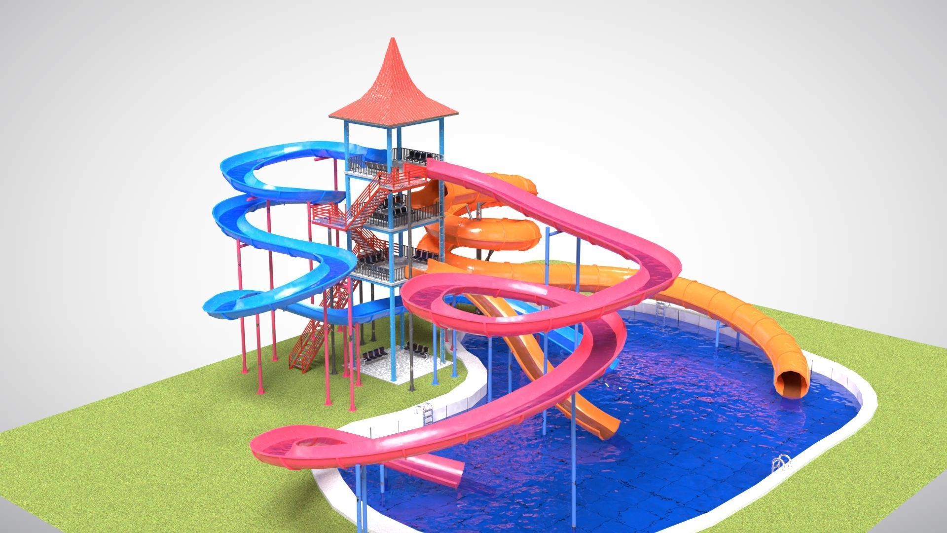 Water Slides Low-poly 3D model_1
