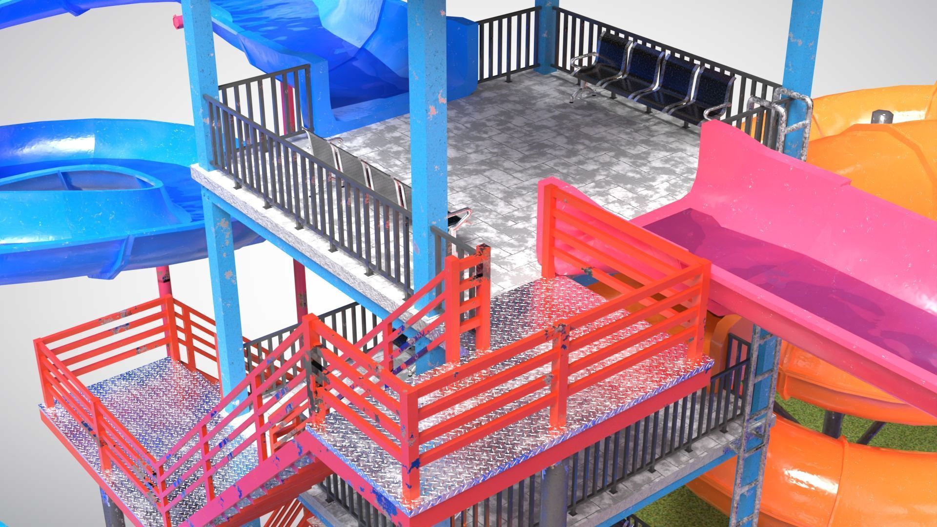 Water Slides Low-poly 3D model_5