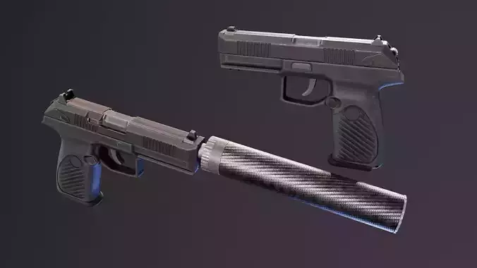 Udav SR2 Pistol Low-poly 3D model