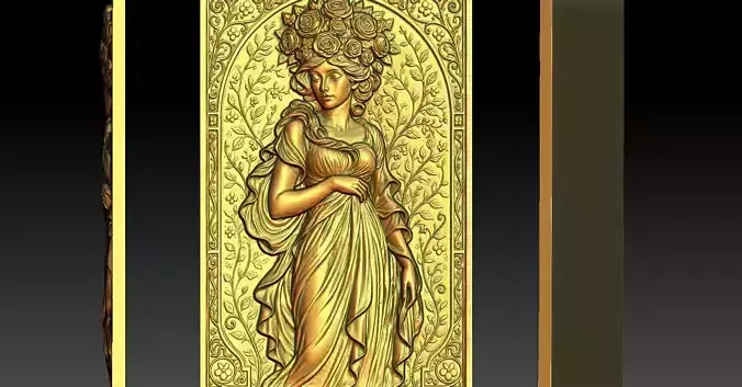 1 Goddess of Roses CNC Relief Model