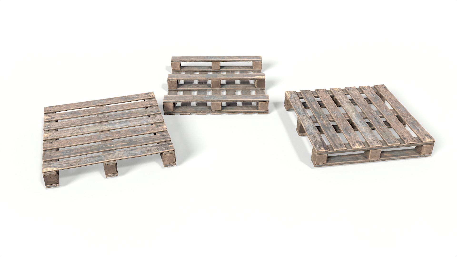 Wood Pallet Low-poly 3D model_1
