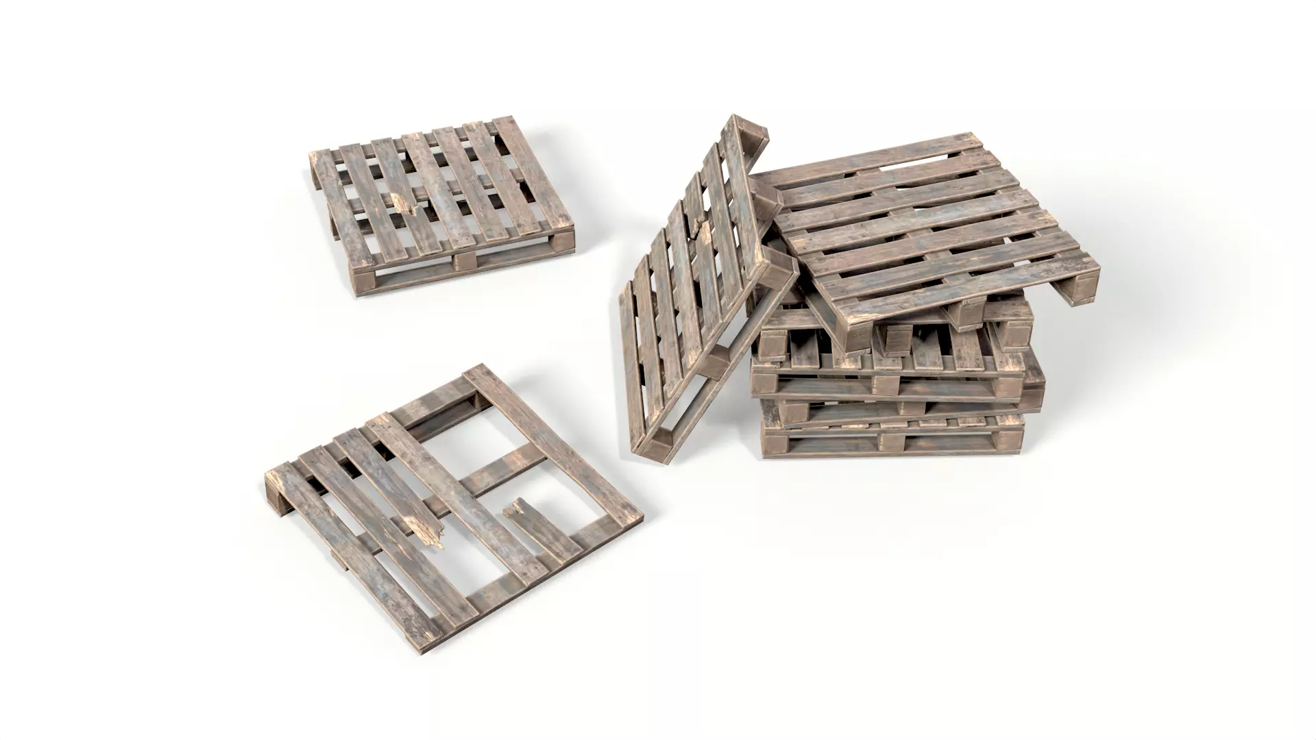 Wood Pallet Low-poly 3D model_0