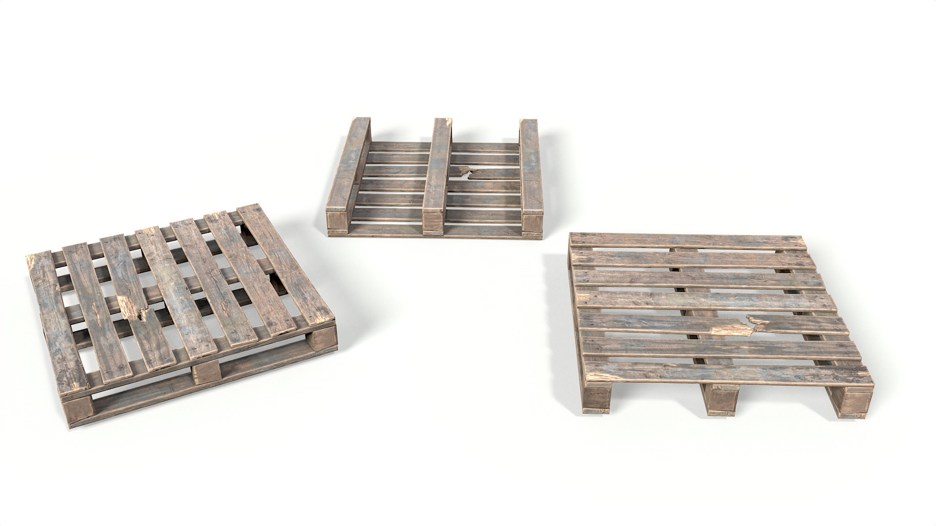 Wood Pallet Low-poly 3D model_2