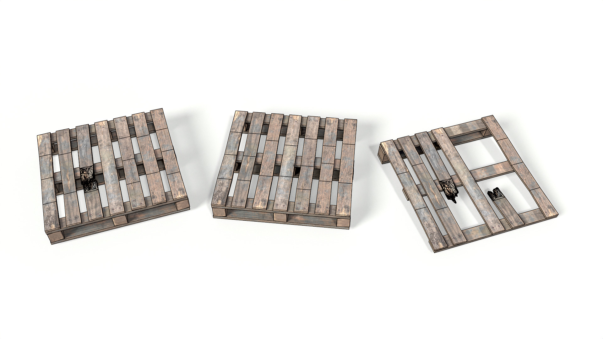 Wood Pallet Low-poly 3D model_8