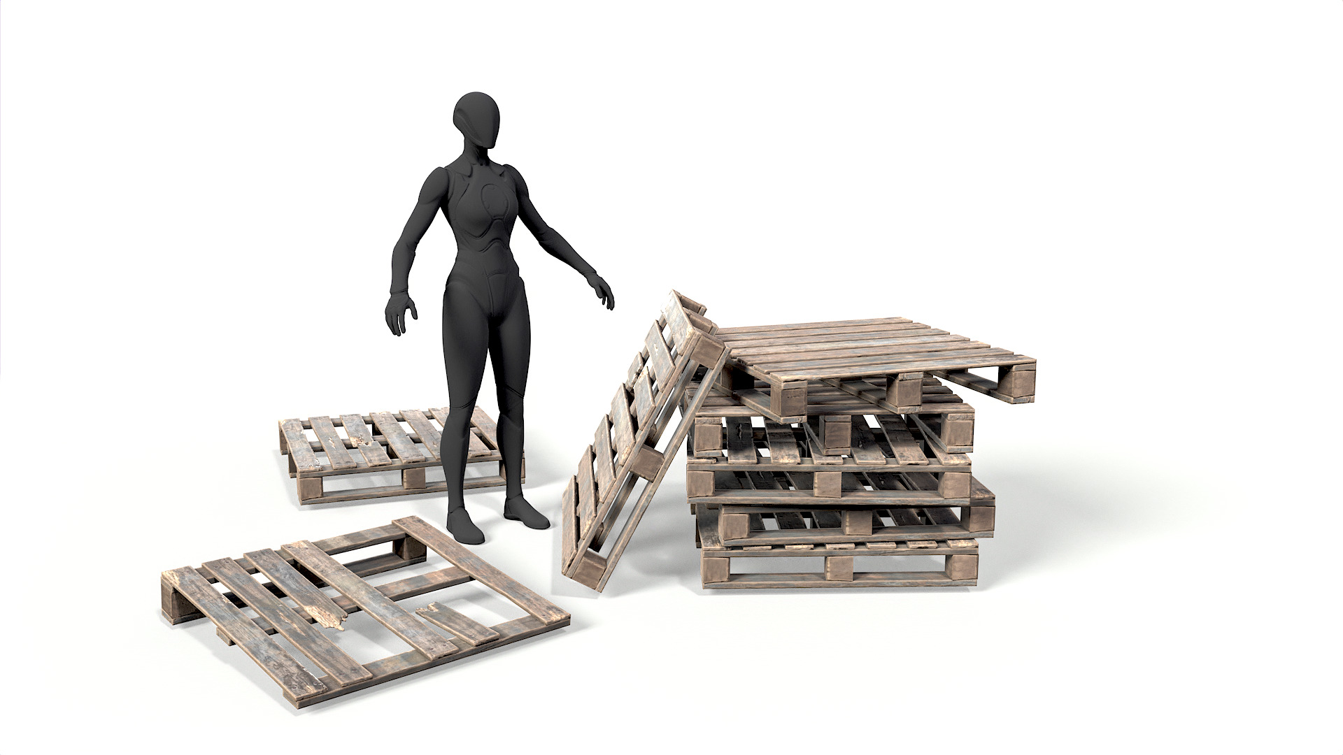 Wood Pallet Low-poly 3D model_4