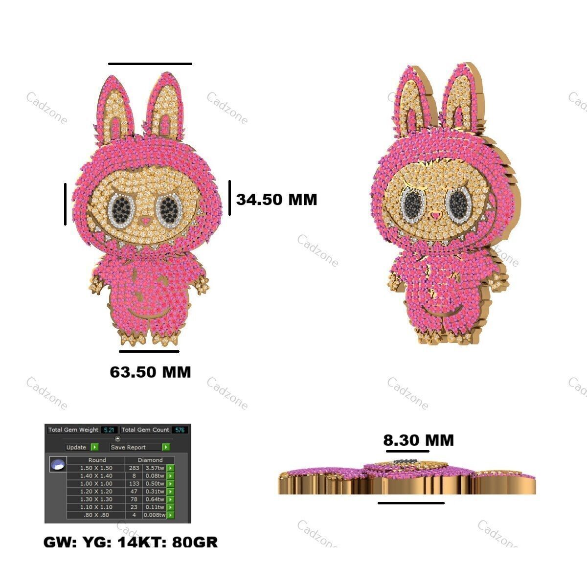 LABUBU Character Pendant-3D CAD Model 3D print model_5