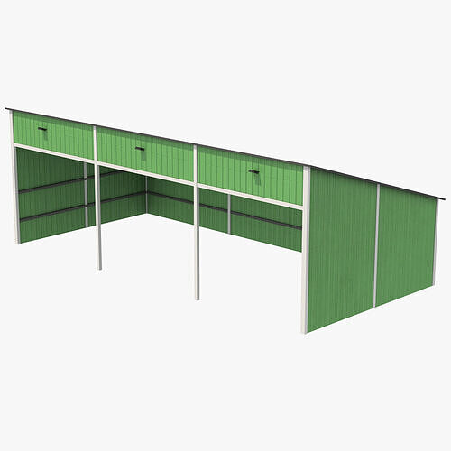 Silage Clamp 12 Green Low-poly 3D model