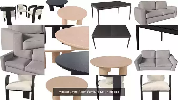 Modern Living Room Furniture Set 3D Model Collection