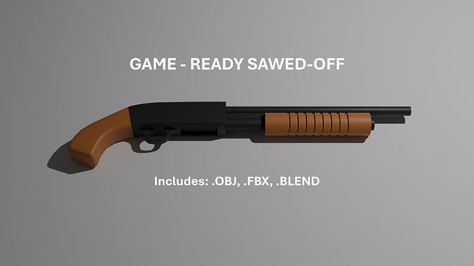 GAME READY SHOTGUN SAWED OFF Low-poly 3D model
