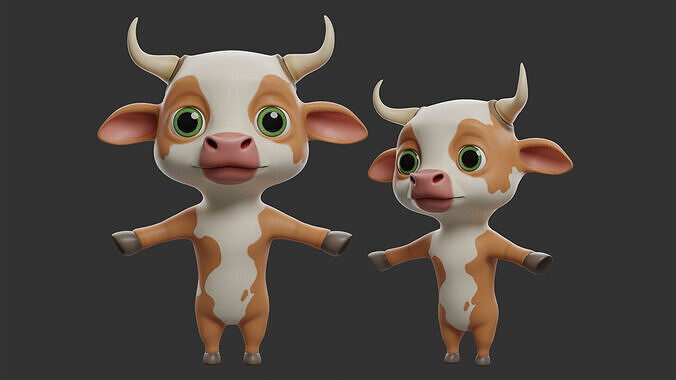 Cow II Cattle Cartoon Low-poly 3D model