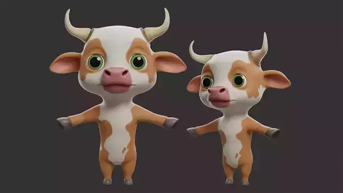 Cow II Cattle Cartoon Low-poly 3D model